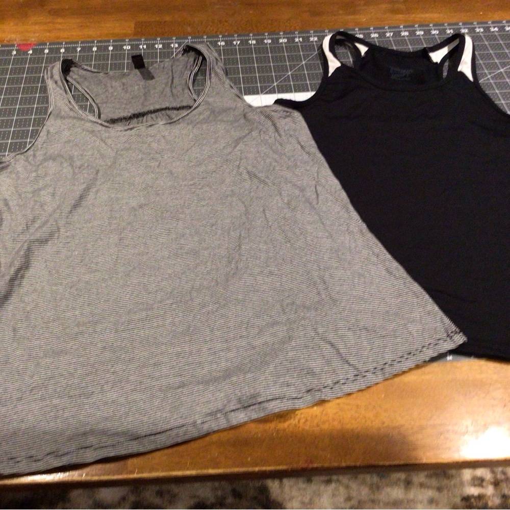 Women’s Black Racerback & B/W striped Scoop Tank Tops - Versatile Layering Set